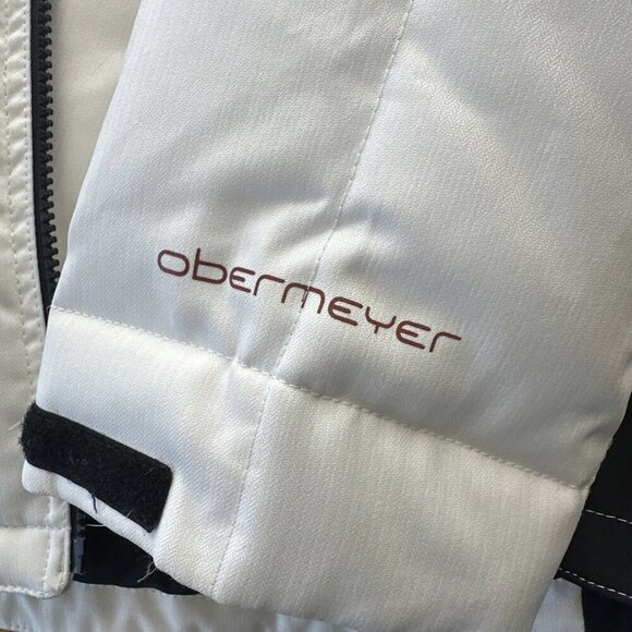 Obermeyer Down Coat Womens 12 White Black Duck Puffer Circuit Ski Snow - Picture 8 of 15